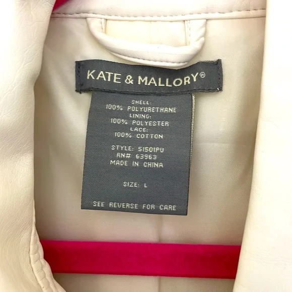 White Leather With Lace Jacket Size Large - Picture 7 of 11